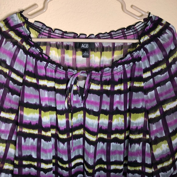 AGB Blouse 3/4 Sleeves with attached Black Cami, Large, EUC, pet/smoke free home - Picture 10 of 15